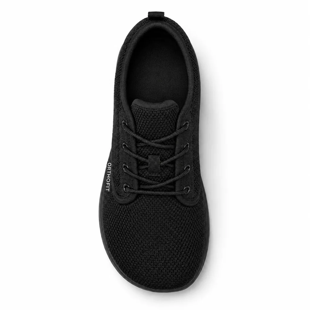 OrthoFit wide toe box sneaker in All Black, view 3