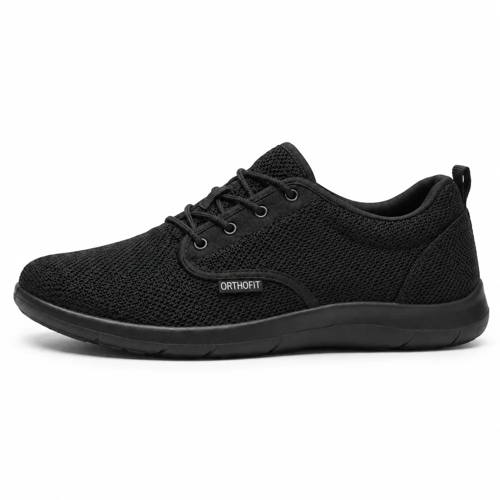 OrthoFit wide toe box sneaker in All Black, view 2