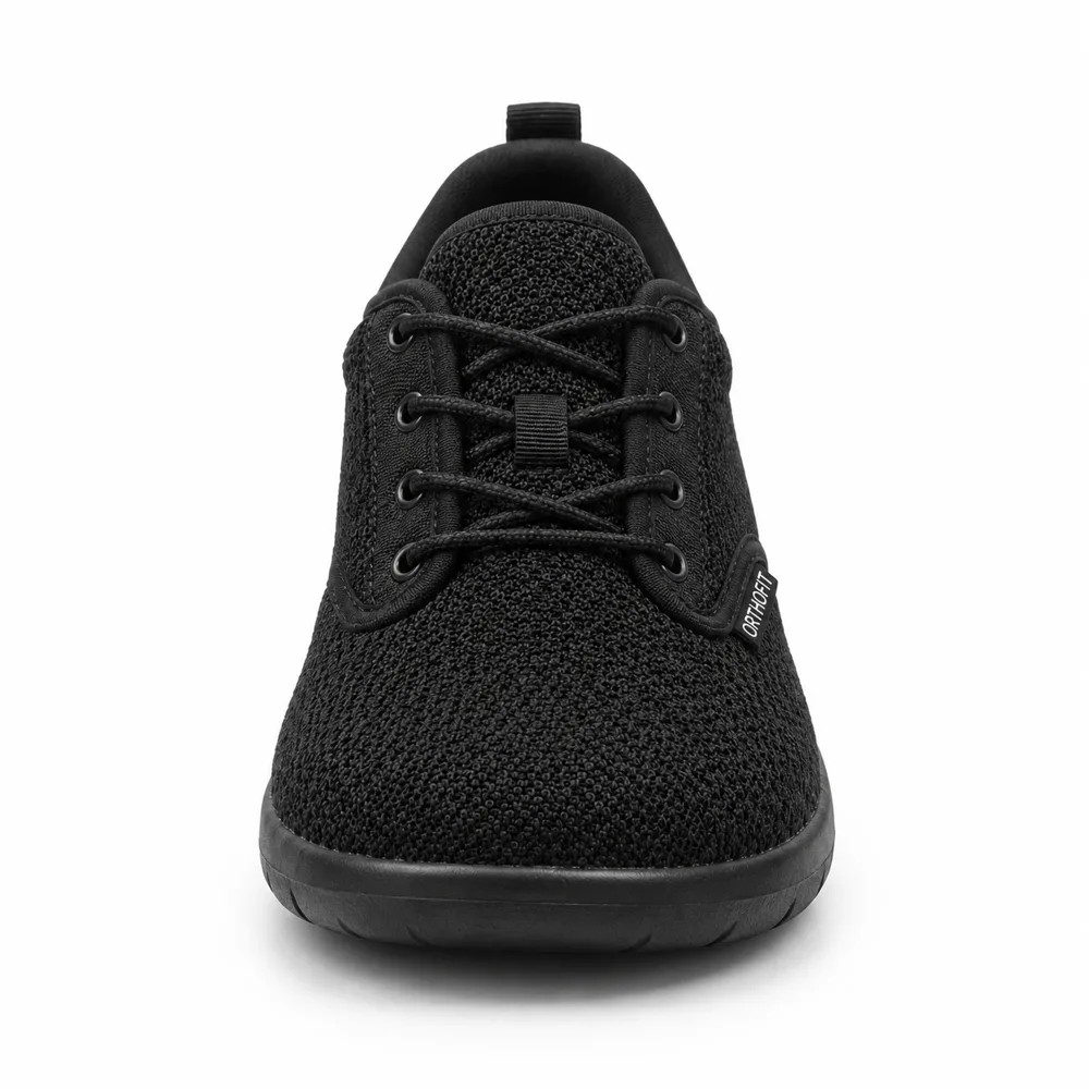 OrthoFit wide toe box sneaker in All Black, view 4