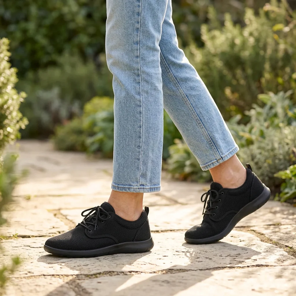 OrthoFit wide toe box sneaker in All Black, view 2