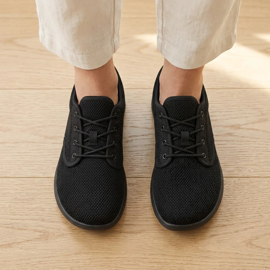 OrthoFit wide toe box sneaker in All Black, view 3